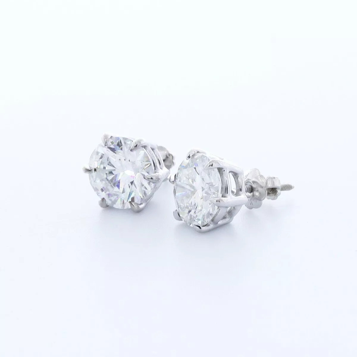 Stud Earrings Solid 14K White Gold Classic 3.01 CT Round Natural Diamond F VS2
