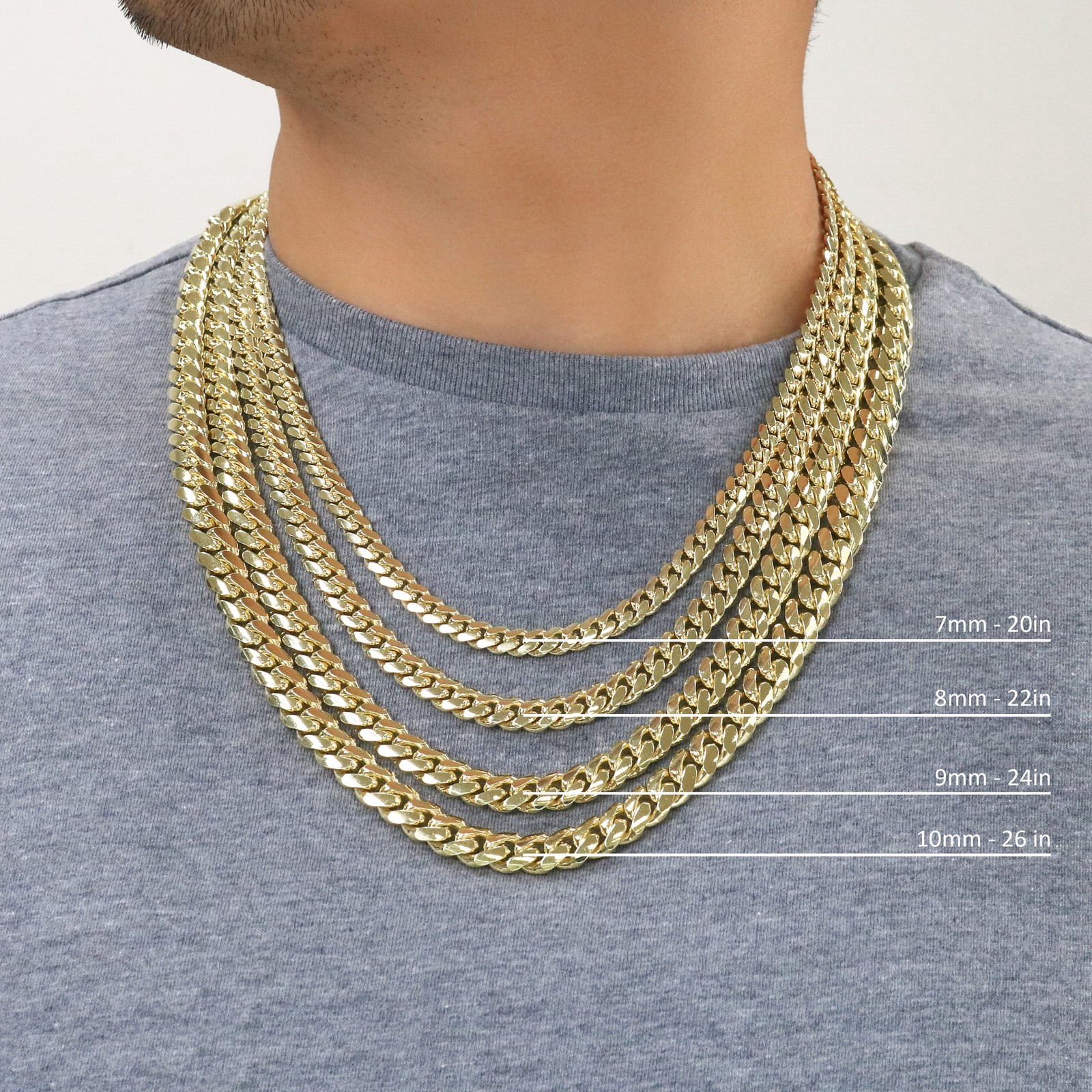10K Yellow Gold Solid 2.7mm-10mm Miami Cuban Link Chain Necklace Bracelet 7″-30″