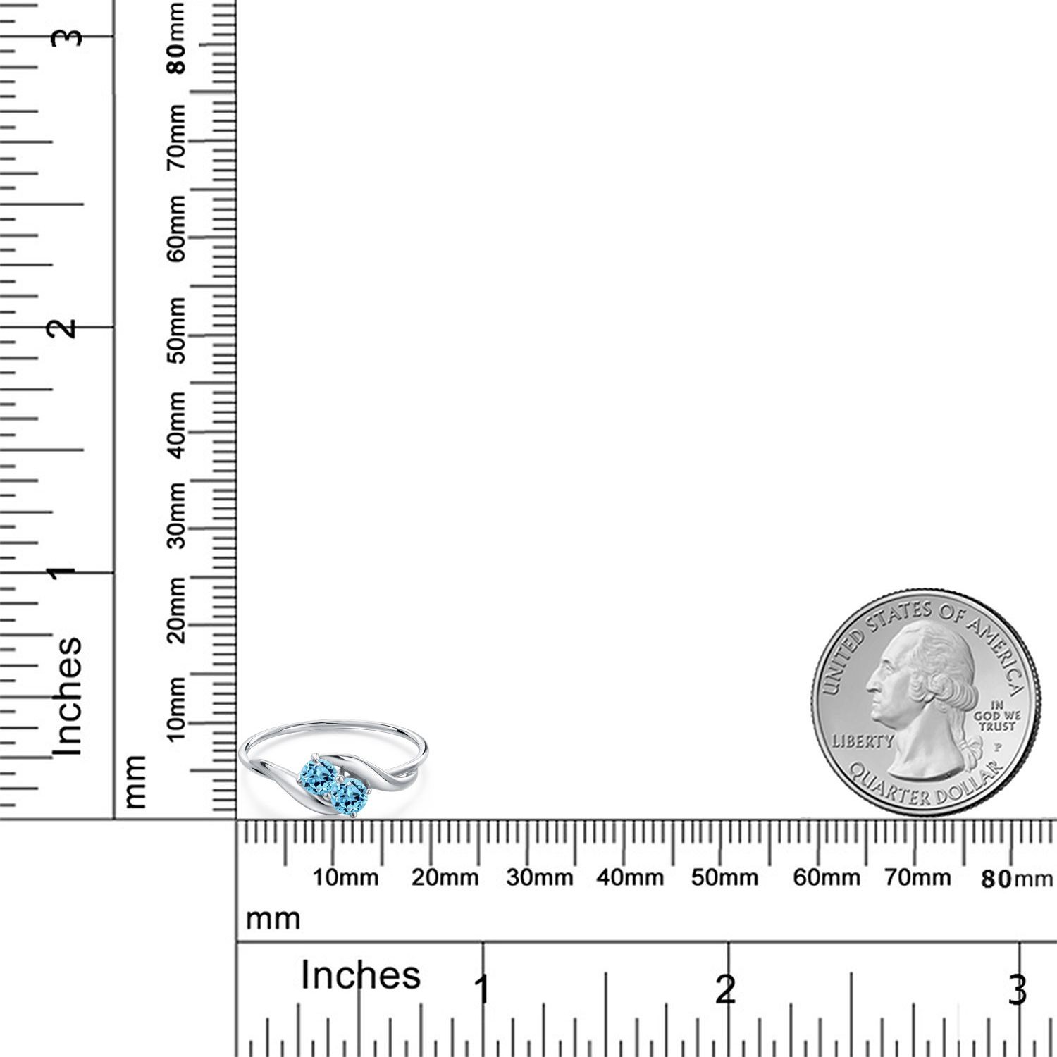 0.40 Ct Round Swiss Blue Topaz 10K White Gold Ring