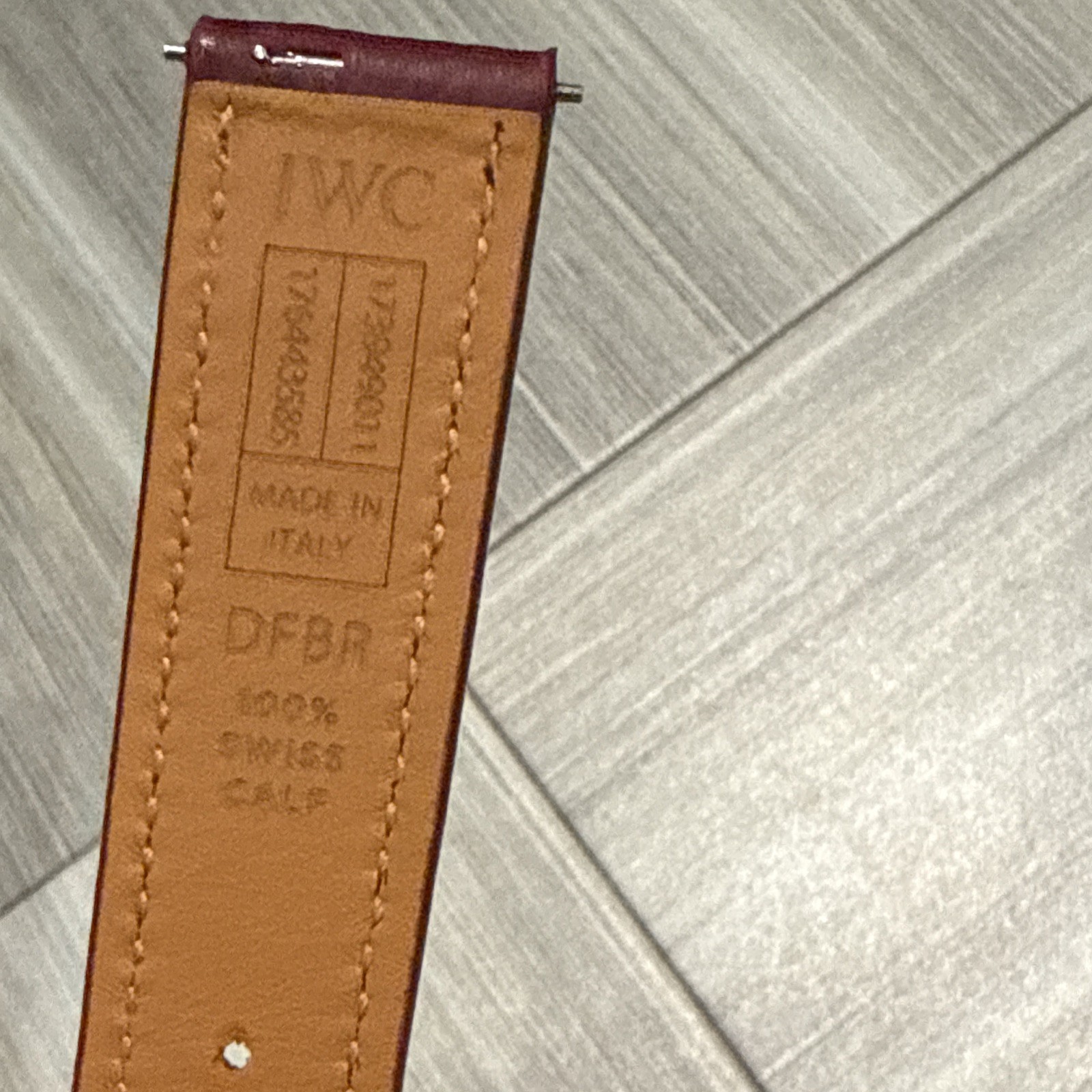 Authentic IWC Quick Release 20mm x 18mm Burgundy Swiss Calf Leather Watch Strap