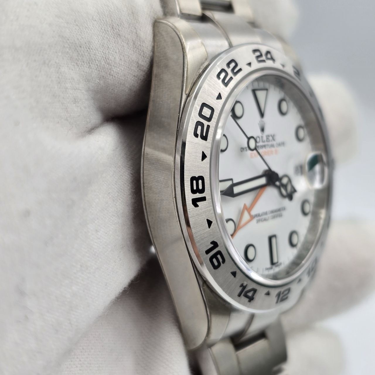 PAPERS 2019 Rolex Explorer II Stainless Steel White Orange 42mm Watch 216570 BOX