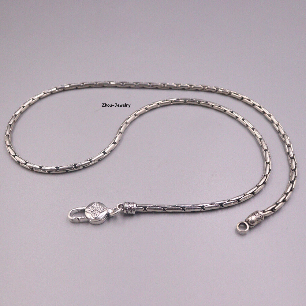 Real S925 Sterling Silver Chain 3mm Snake Bamboo Link Necklace 39-40g 23.6inch