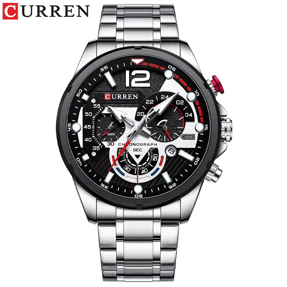 Men’s Casual Business Chronograph Watch Waterproof Stainless Steel Quartz
