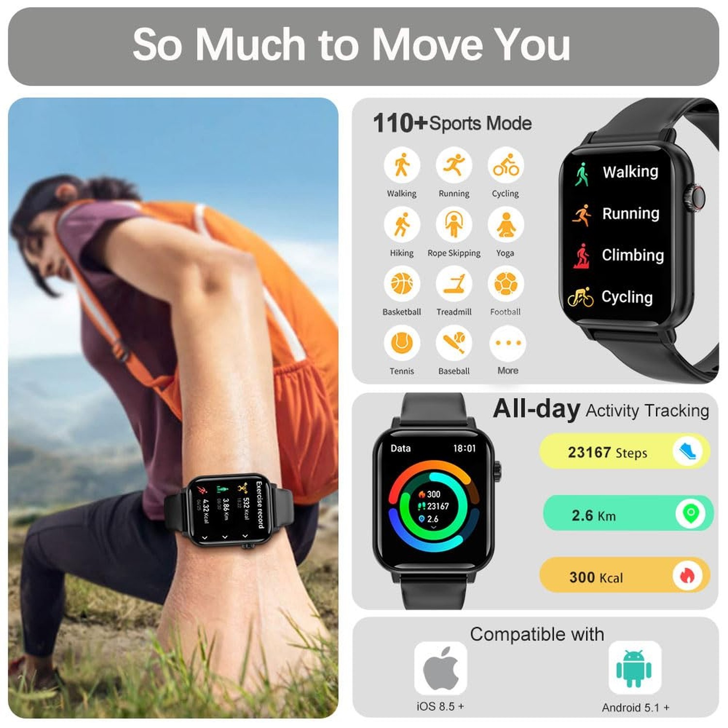 Smart Watch for Women Men, Answer/Make Calls, 60 Days Extra-Long Battery, 110…