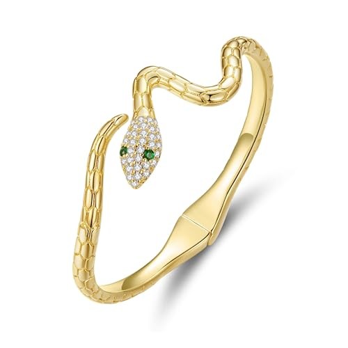 Gold Plated Brass Snake Cuff Bracelet for Women – 8 Inches