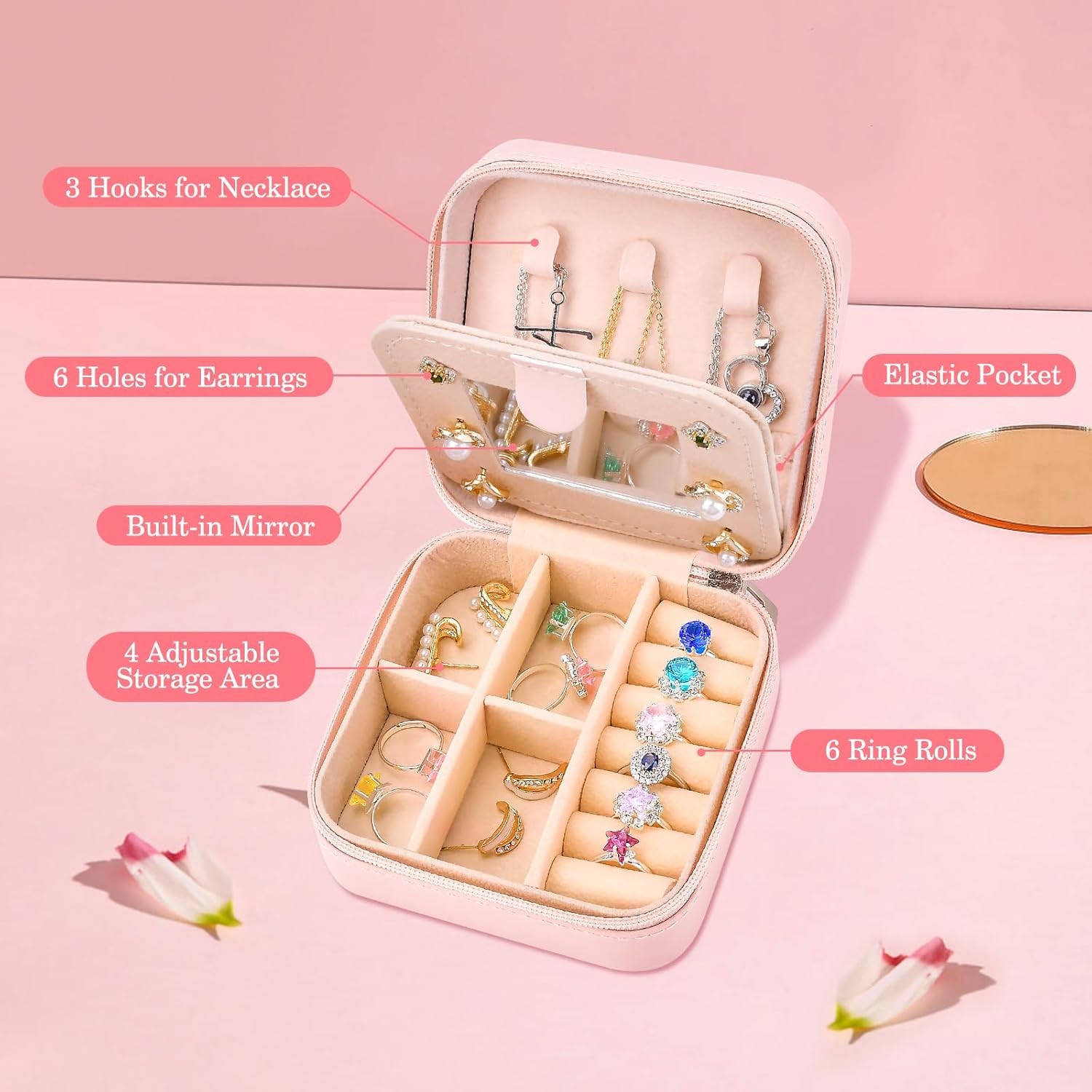 Travel Jewelry Case Box Organizer, Personalized Gifts for Women Wife Mom Aunt, M