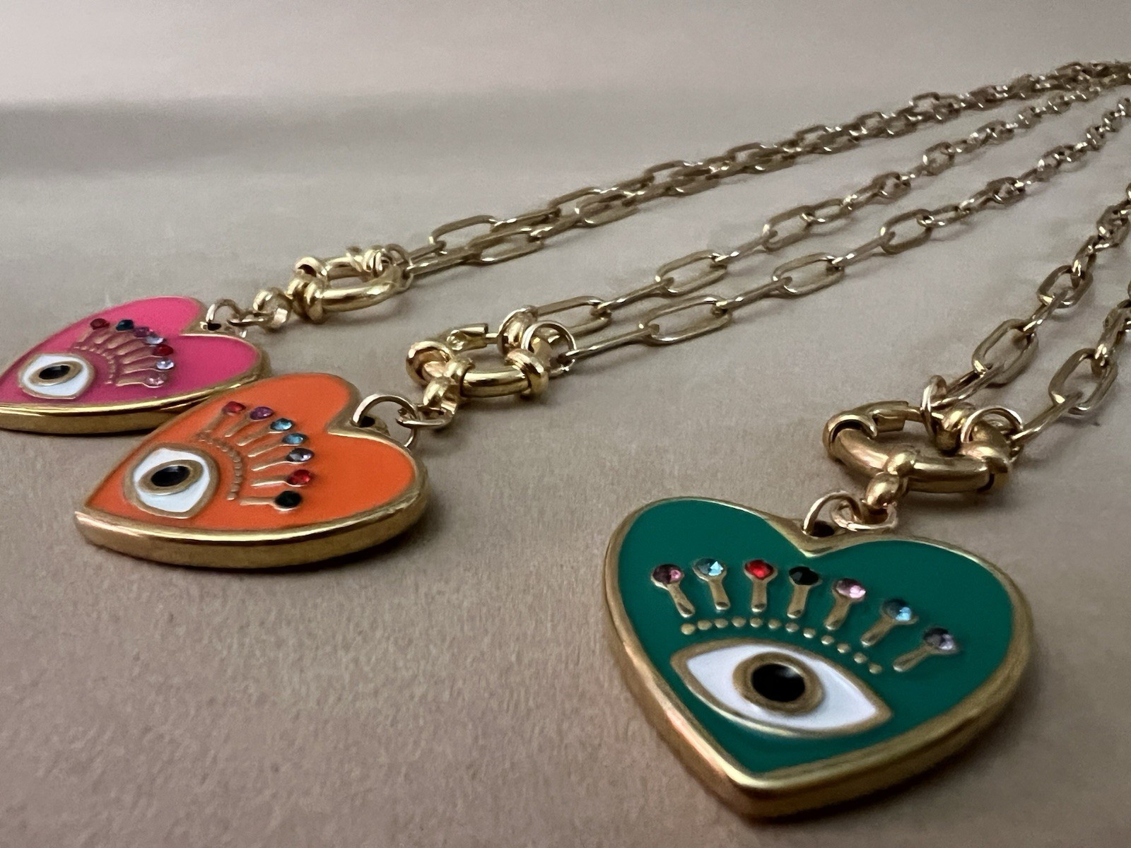 Heart Evil Eye Statement Chain Necklace – Elegant Protection Necklace