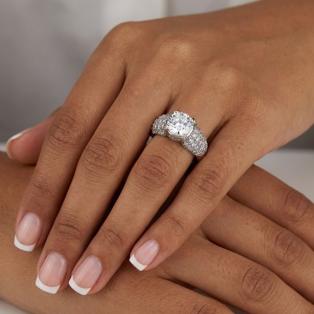 Under Halo Engagement Ring 14K White Gold 4.48 CT Round Lab-Grown Diamond F SI1