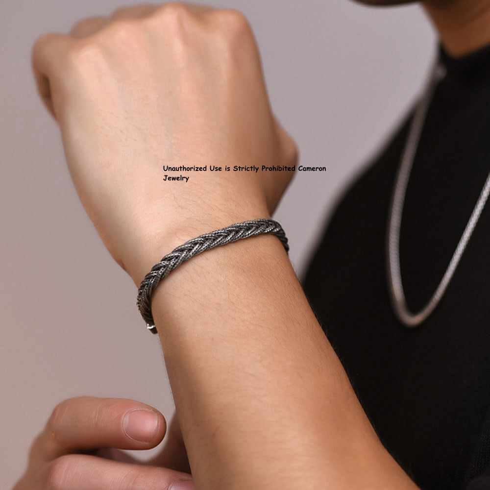 Pure S925 Sterling Silver Chain 5mm Braided Wheat Link Bracelet 7.1-9.5inch L