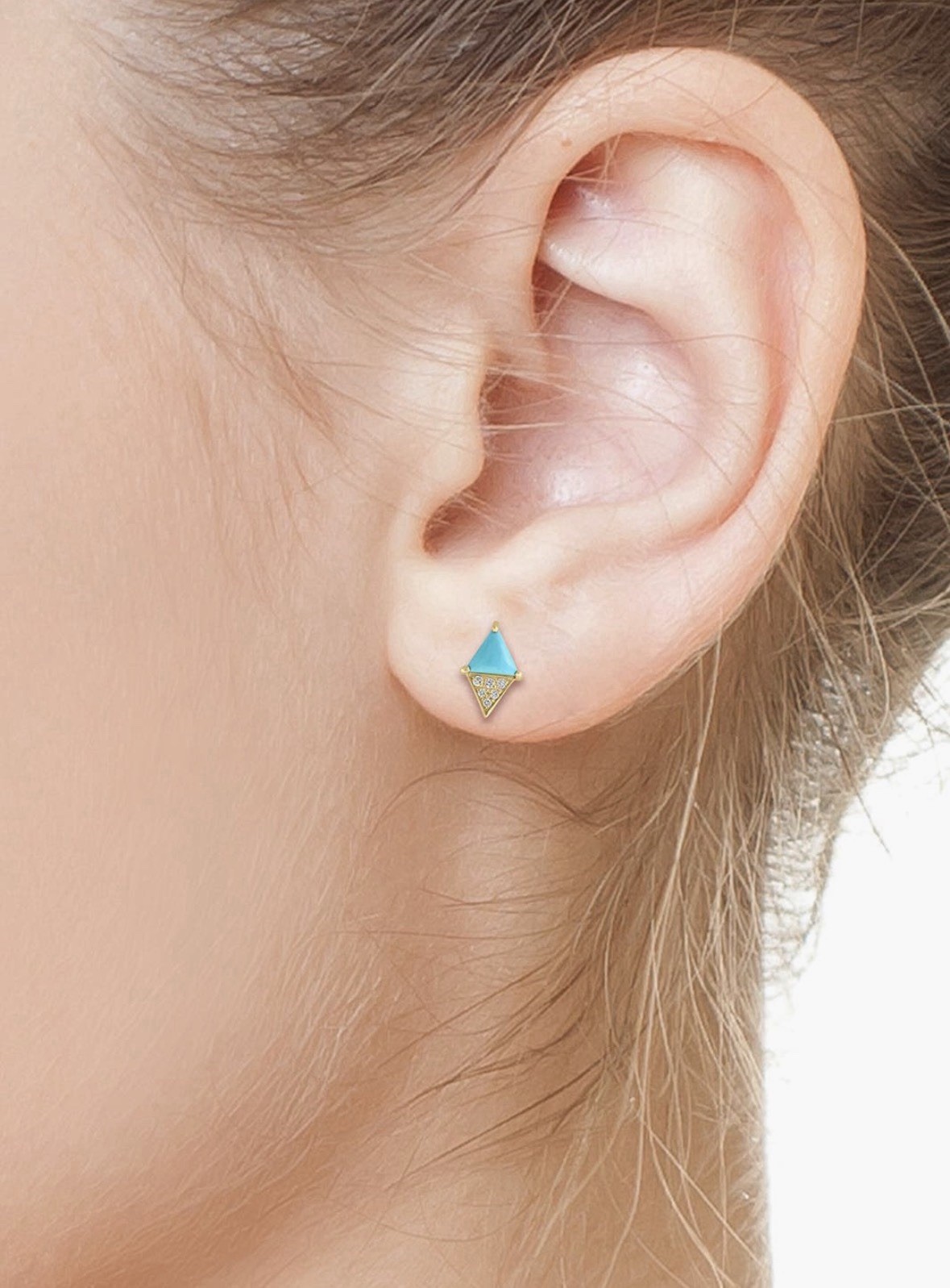 Effy 14K Yellow Gold Diamond And Turquoise Earrings