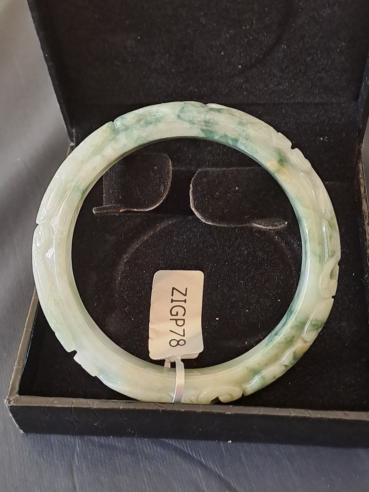 BURMESE JADEITE GRADE A CERTIFIED 300CTS ” DRAGON & PHOENIX ” CARVED BANGLE