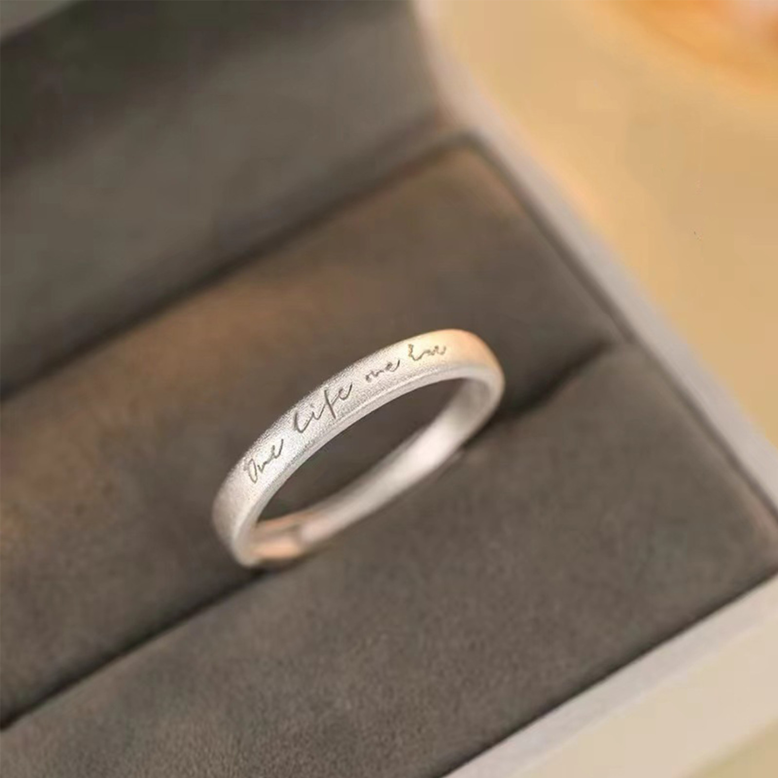 Fine Silver Adjustable Ring Matte Finish Open Wedding Band Statement Jewelry