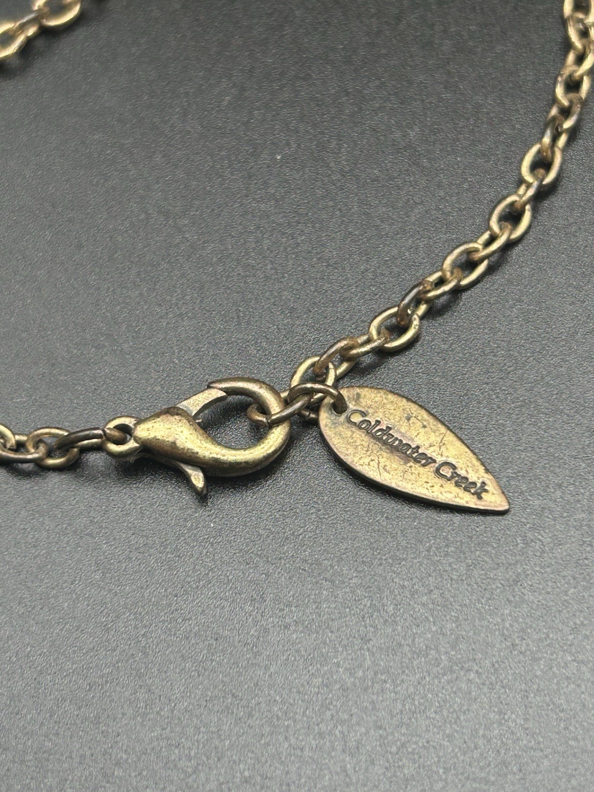 Coldwater Creek Orange Enamel Disc Shell Long Chain Station Charm Necklace Boho