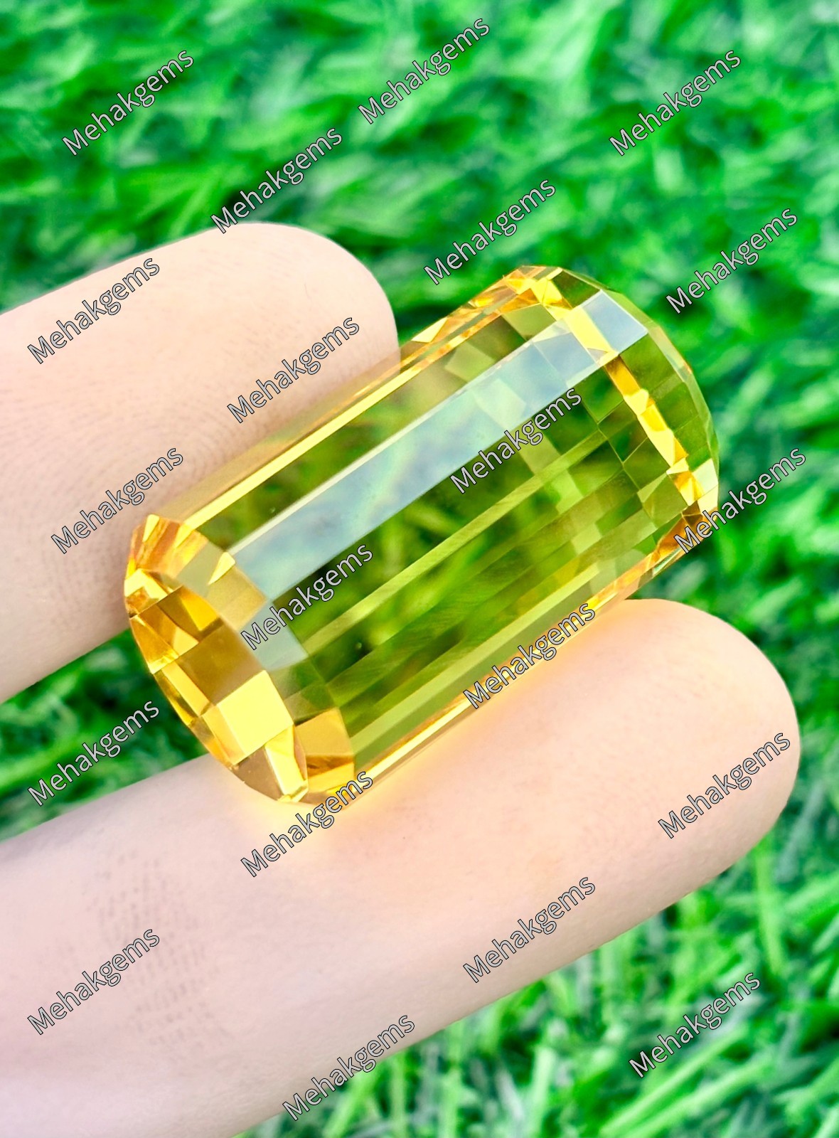 Large 98 Ct Citrine Gemstone, Pendant Size Cube Shape, Golden Yellow , November