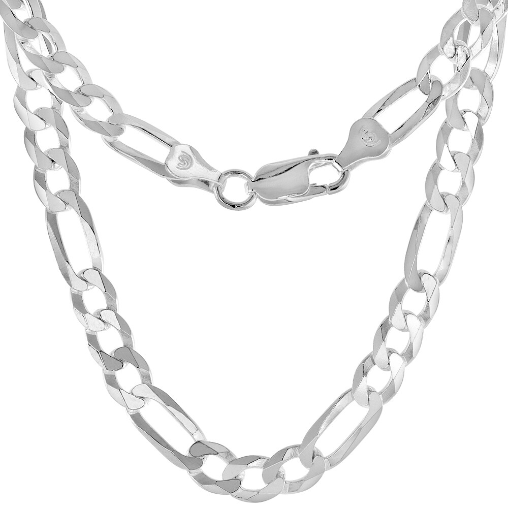 925 Sterling Silver Thin Flat Figaro Link Chain Necklace Bracelet 6mm 7″ to 30″