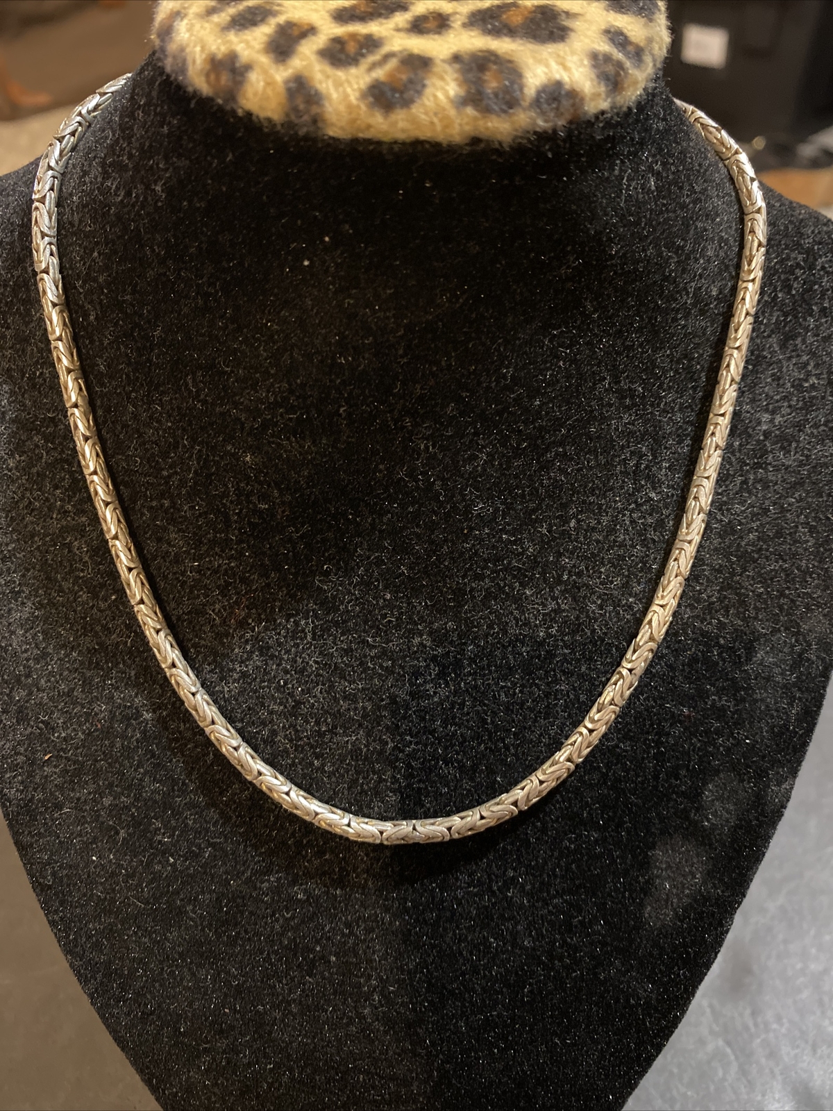 Solid Sterling Silver Byzantine Link Necklace