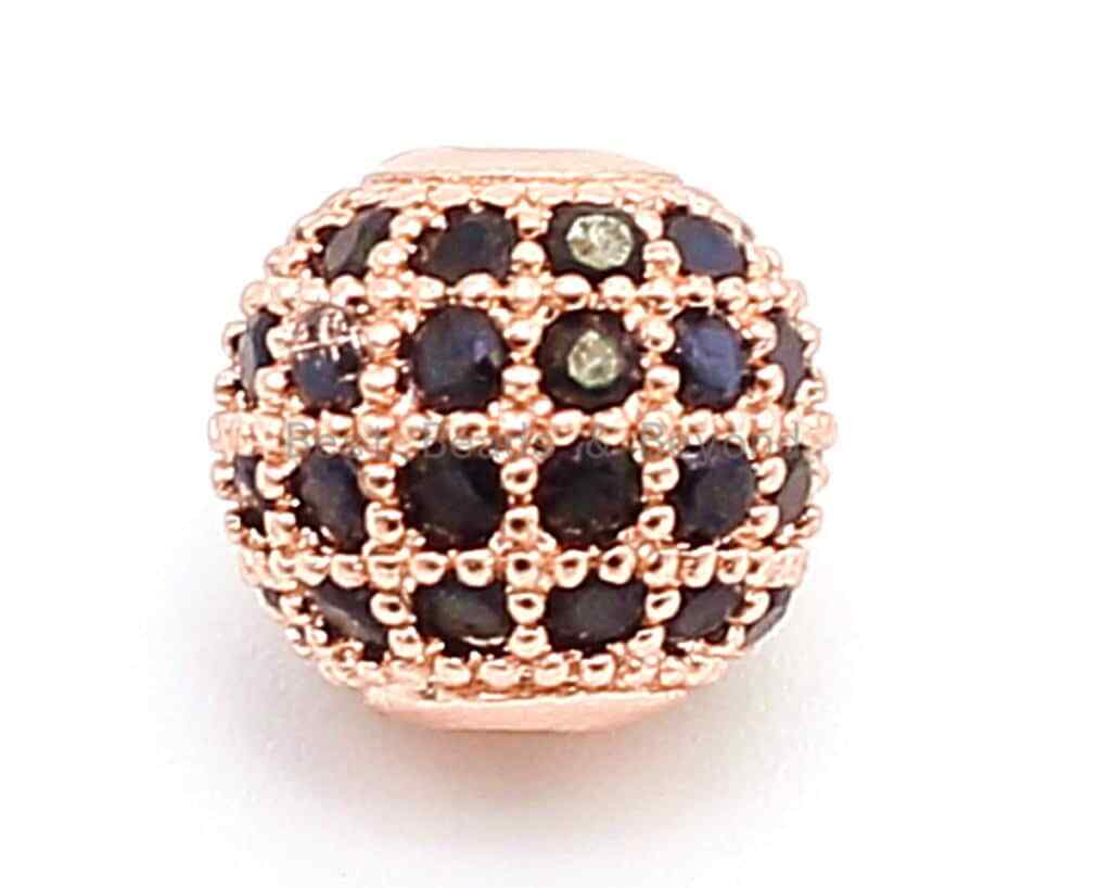 Black CZ Pave Ball Spacer Beads Charm/Pendant for Jewelry Making, 6/8/10/12mm