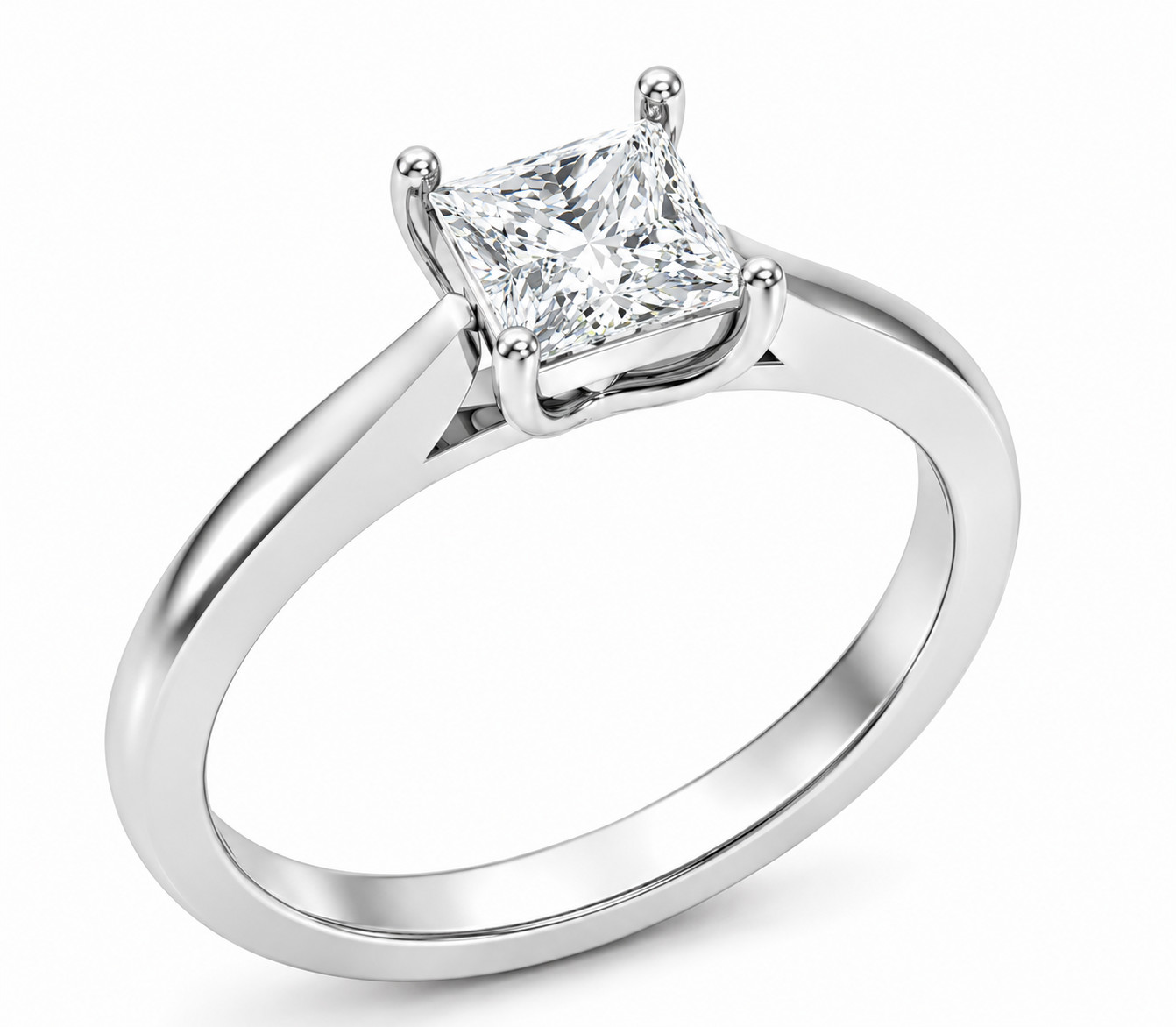1.00 Ct Princess Cut Moissanite Solitaire Engagement Ring in 10K Gold for Women