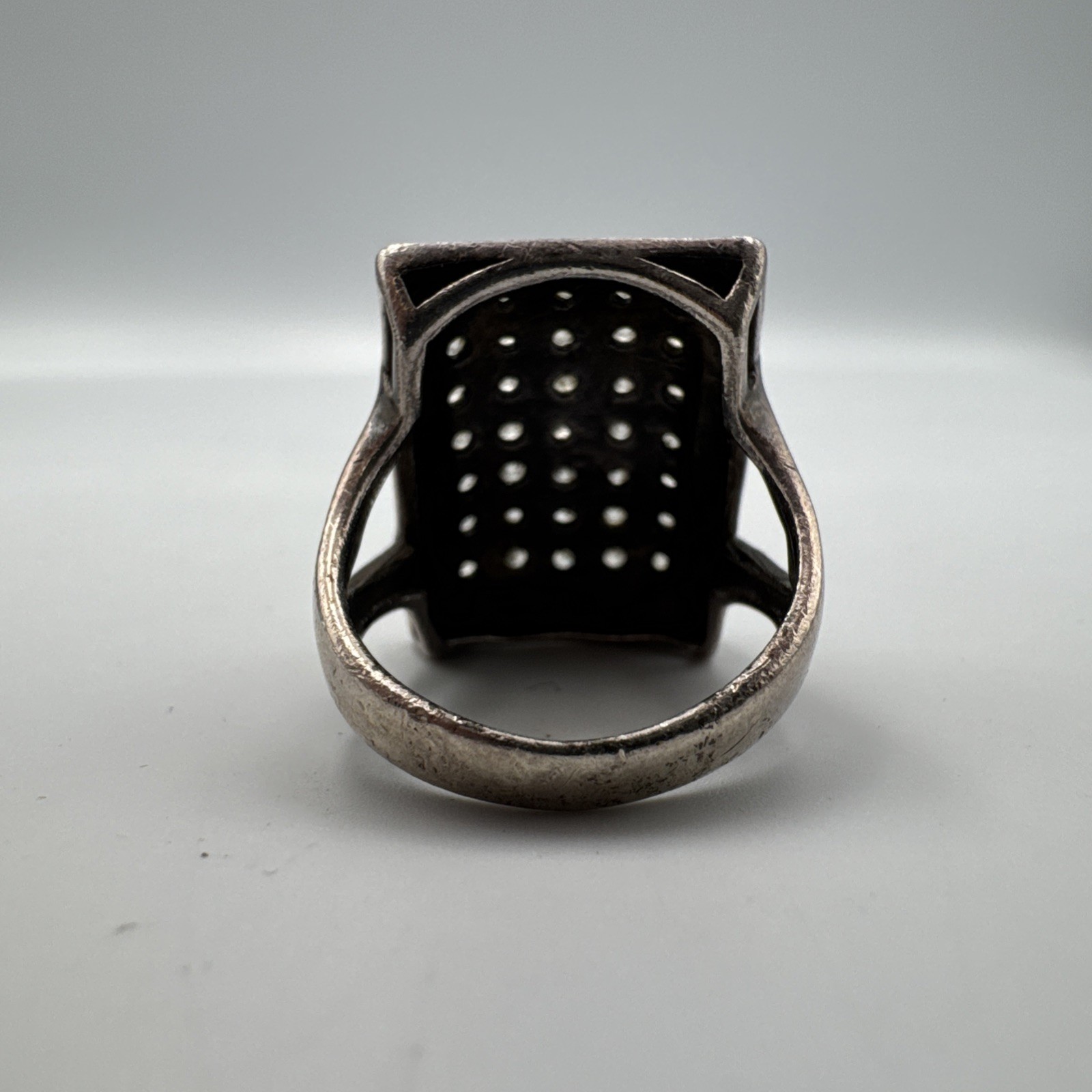 Blinged Out Large Square Art Deco CZ 23.10mm Sz 8 Ring 9.2g