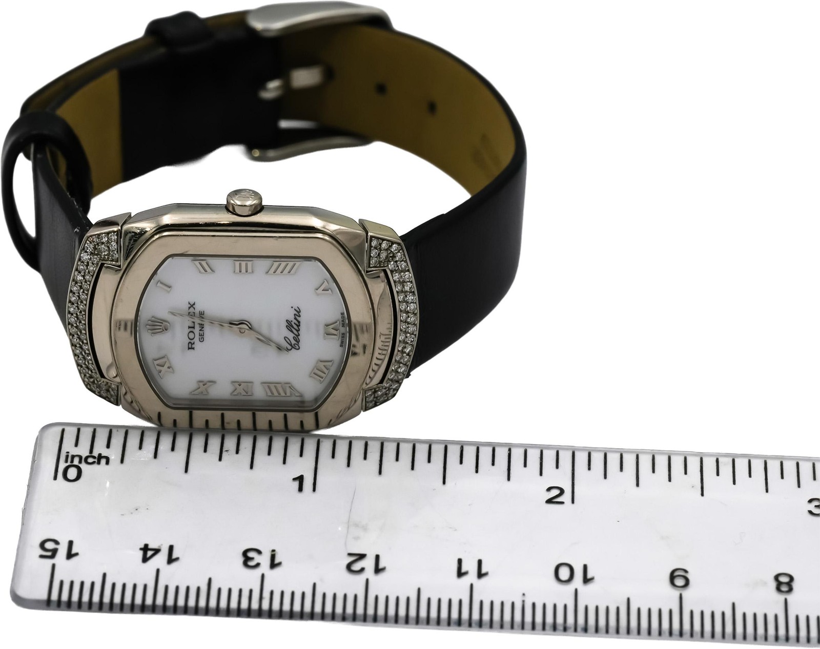 ROLEX 18k White Gold Cellini Cellissima Factory Diamond Bezel Watch Ref 6692