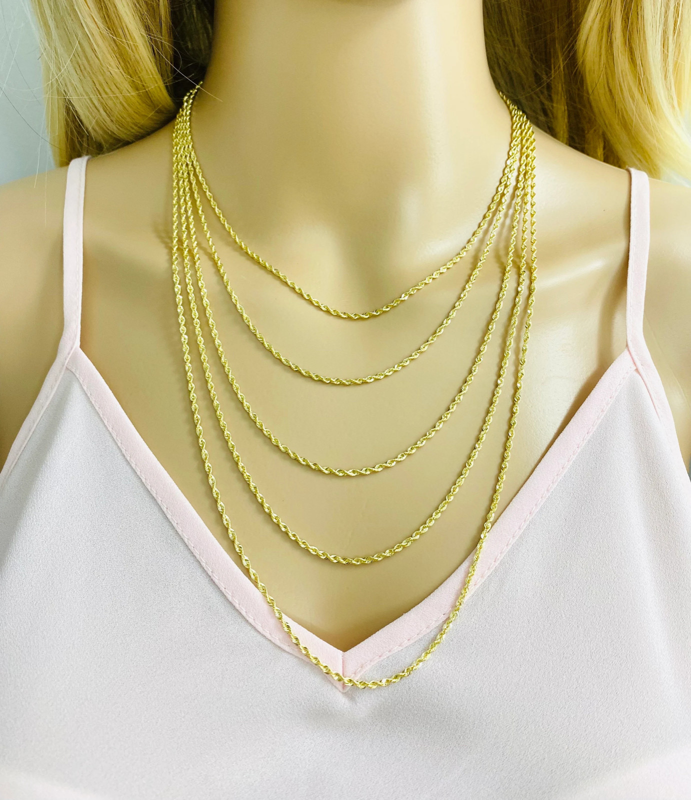 10K Real Gold 2.2mm Rope Chain- 10k Gold Rope Necklace , 10K Unisex Chain- RP040