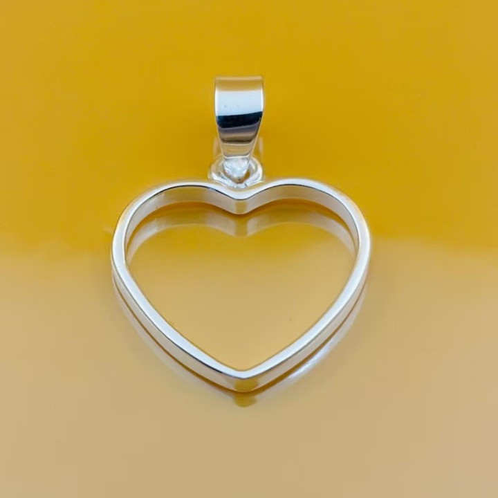 925 Sterling Silver 6mm Heart Open Bezel Pendant Setting Handmade Jewelry Making