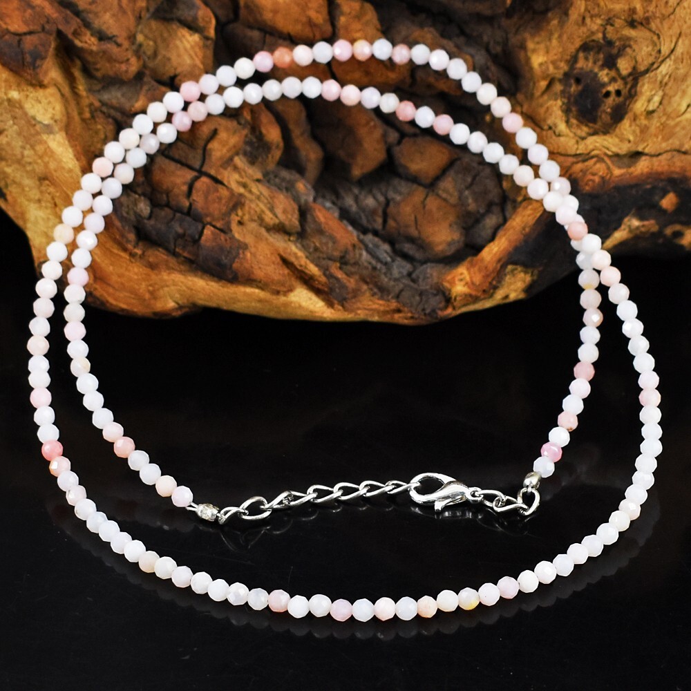 Pink Opal Amazing Sparking 34.00 Cts Beaded Beautiful Womens Necklace VK 37 E584