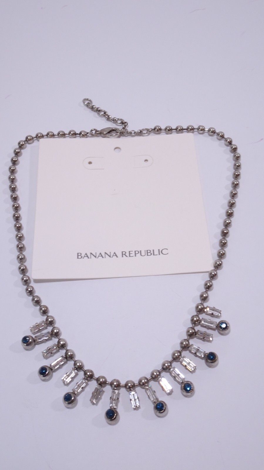 Banana Republic Women’s Antique Ball Grey Crystal Stick Ball Necklace NWT 58