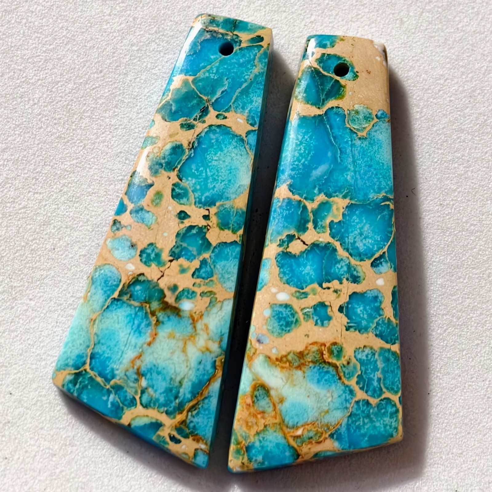 27 Cts Sea Sediment Jasper Drilled Match Pair Cabochon Gemstone 37 X 13.7 MM