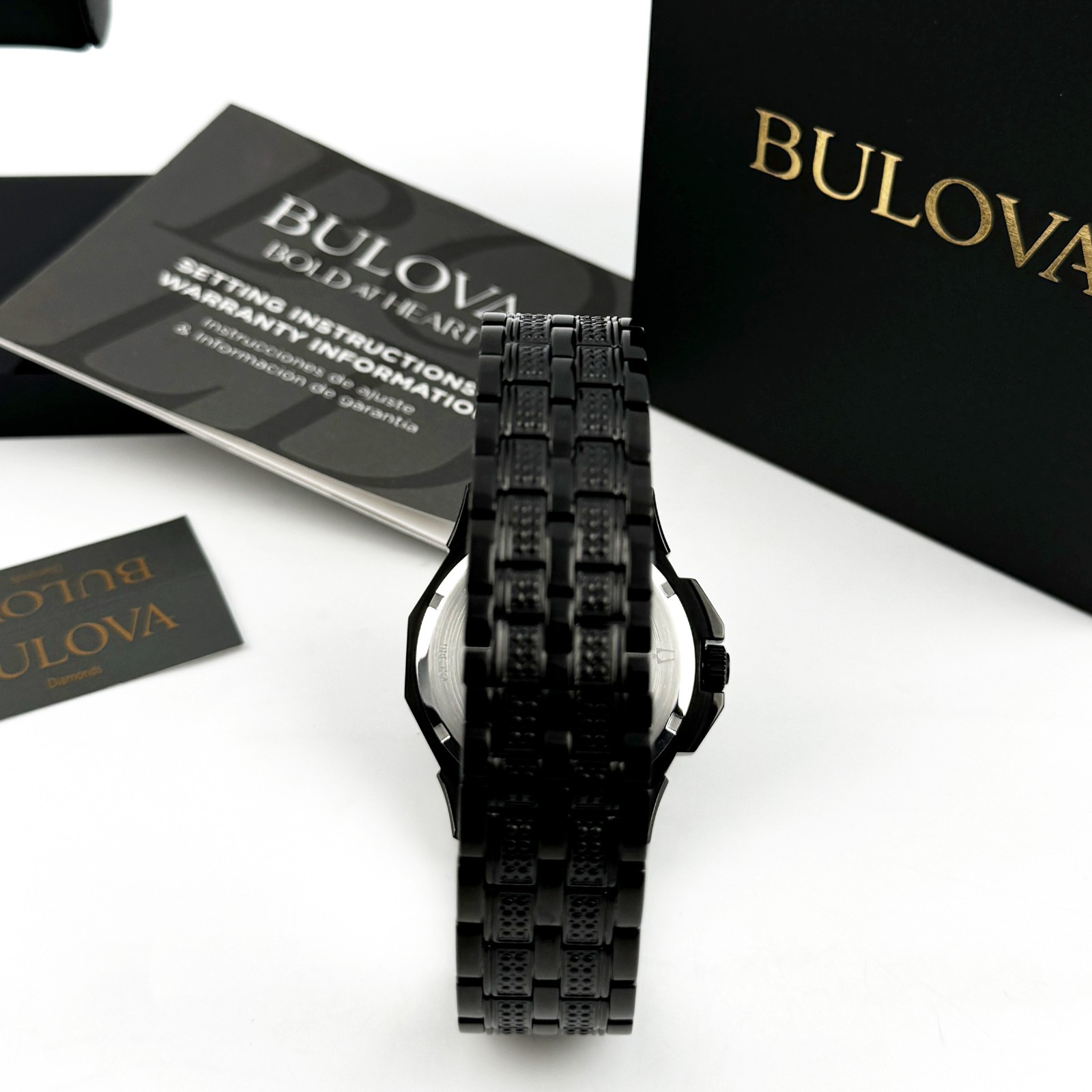 Bulova Octava Crystal 98C134 Black Pave Dial Quartz Stainless Steel Men’s Watch