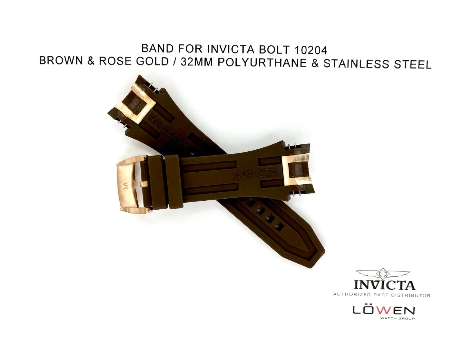 Authentic Invicta Bolt 10204 Brown & Rose Gold Polyurethane 32mm Watch Band