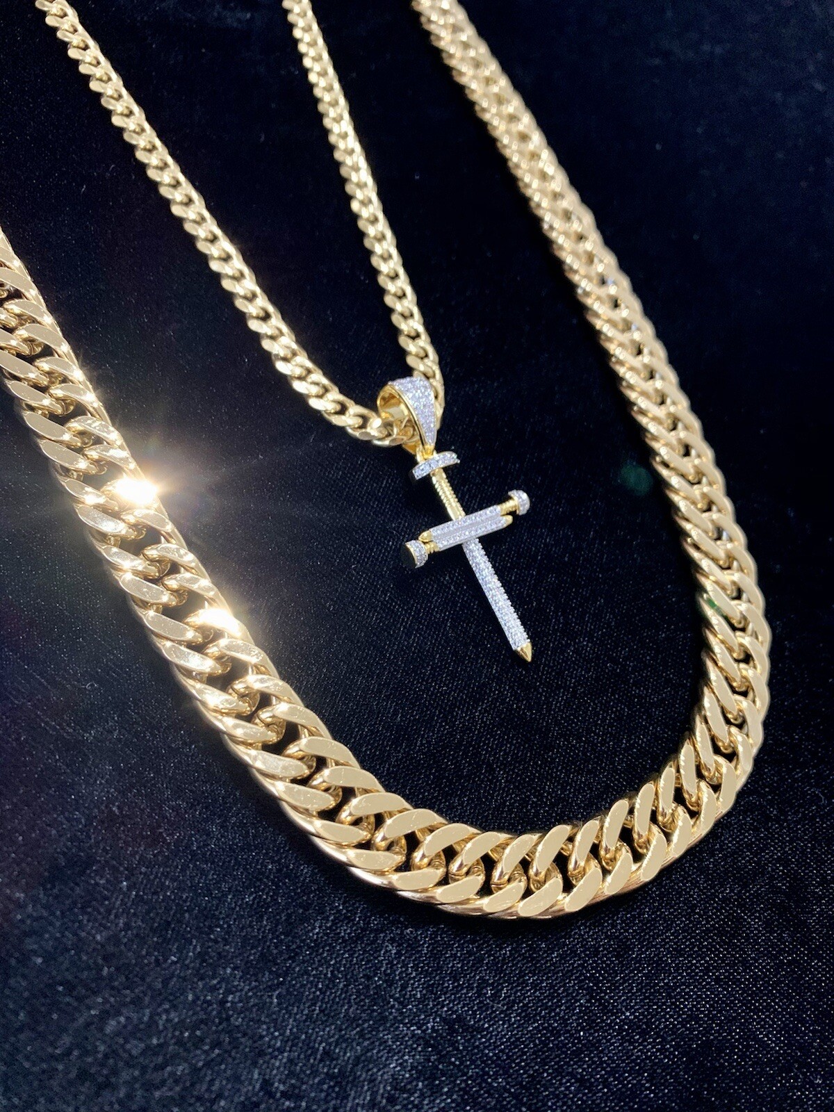 Real 18K Gold Lab Diamonds CROSS Pendant Chain Necklace *LIFETIME WARRANTY*