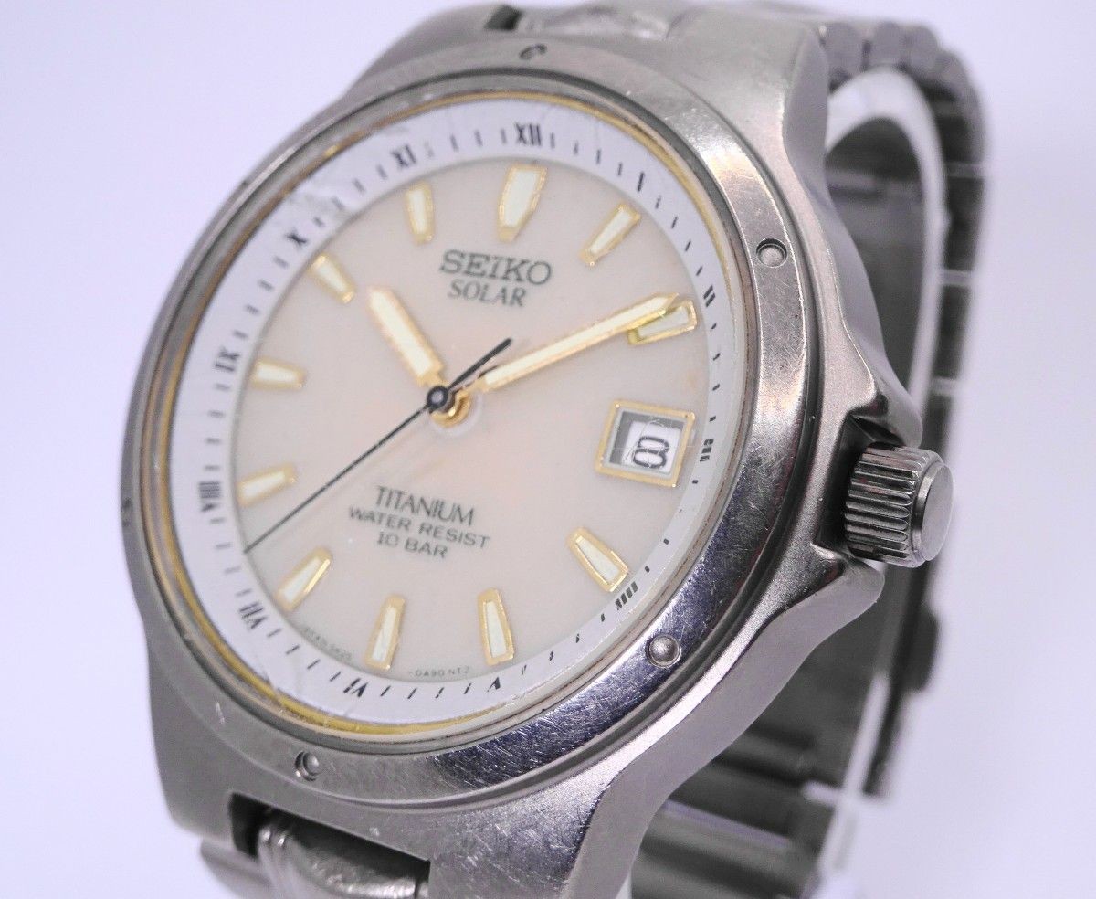 Rare Working SEIKO Titanium 5K25 0A20 Solar Wristwatch Y349 Seiko Backlight Tita