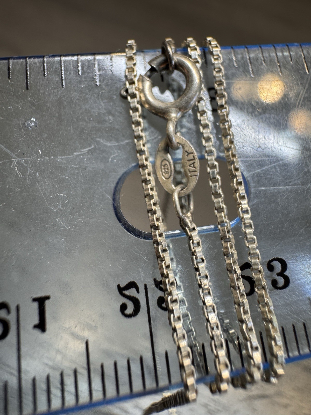 Italy 925 Sterling Silver Box Chain Necklace 18” 2.7g Lobster Clasp Fine