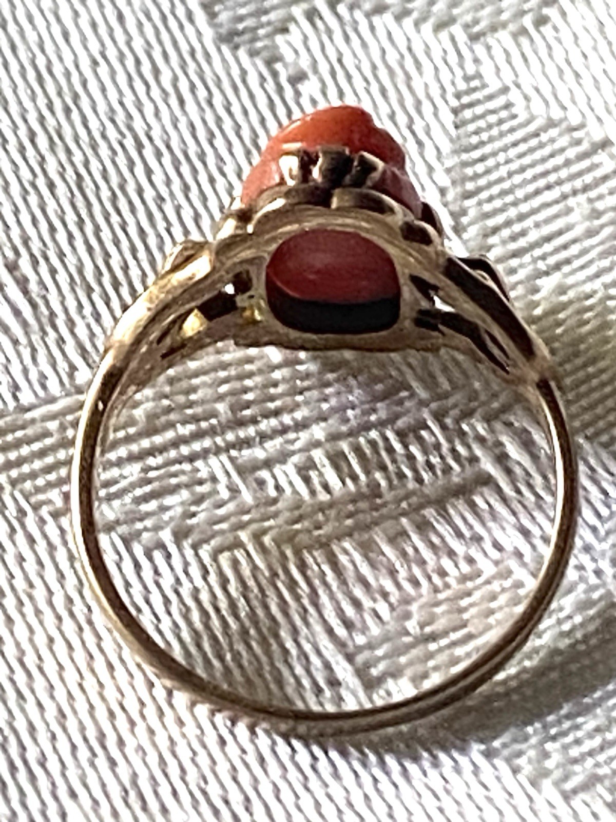 Antique Carved Coral Cameo 10k Ring 2-3 Grams