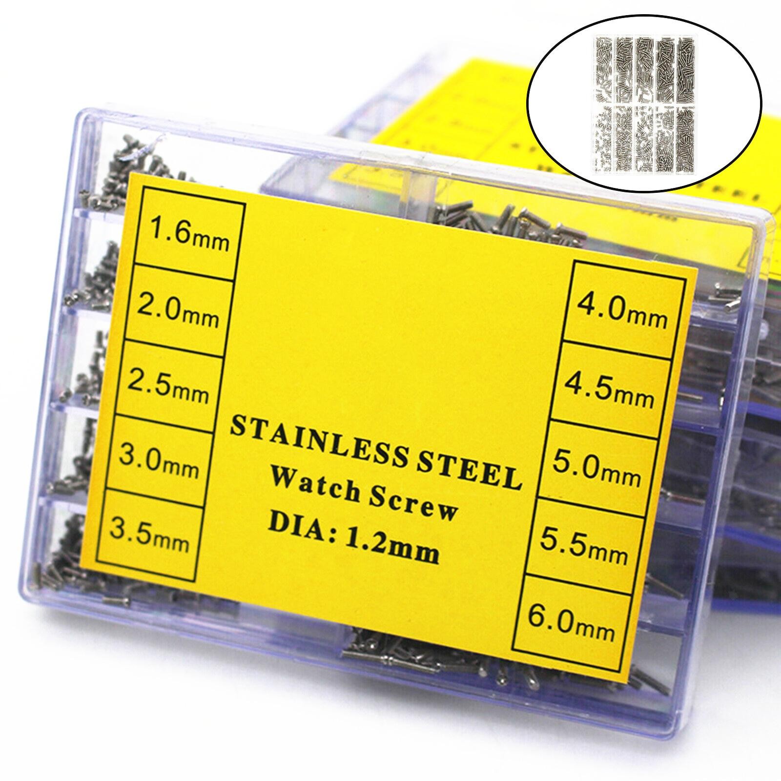 0.16-0.6cm 500-600Pcs Stainless Steel Cross Watch Back Cover Screw Assorted Part