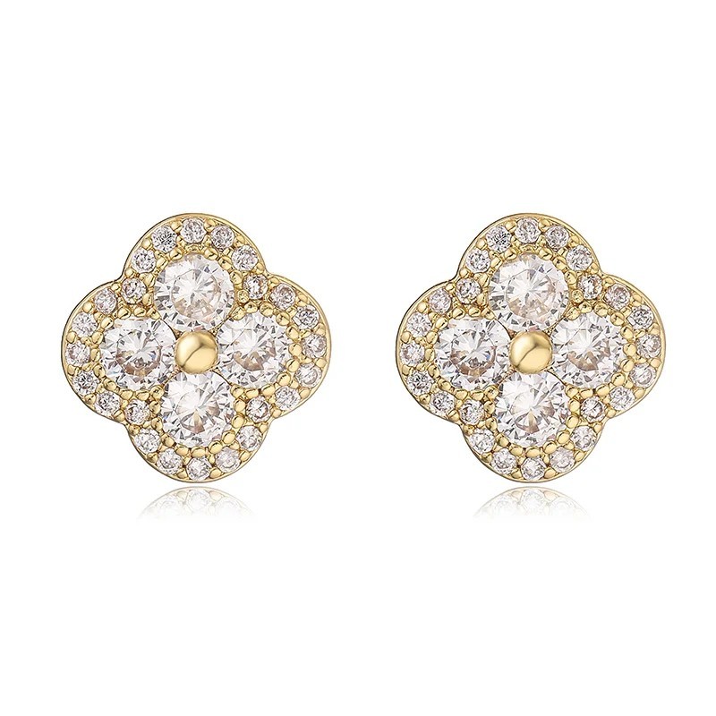 HECHENG,18K Gold-plated CZ Flower Shape Earings Women Romantic Jewlery Gift-US