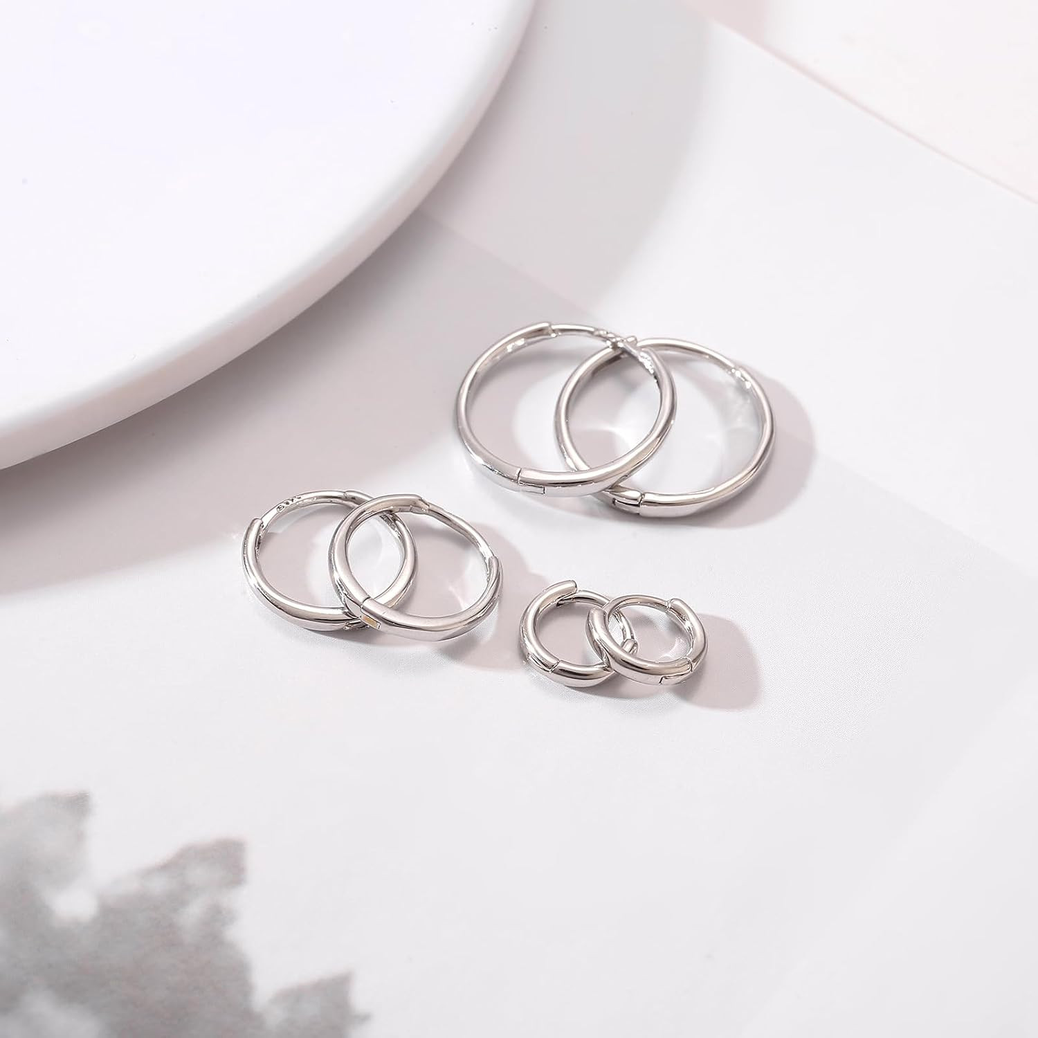 3 Pairs Silver Hoop Earrings for Women Hypoallergenic Small Cartilage Hoop Earri
