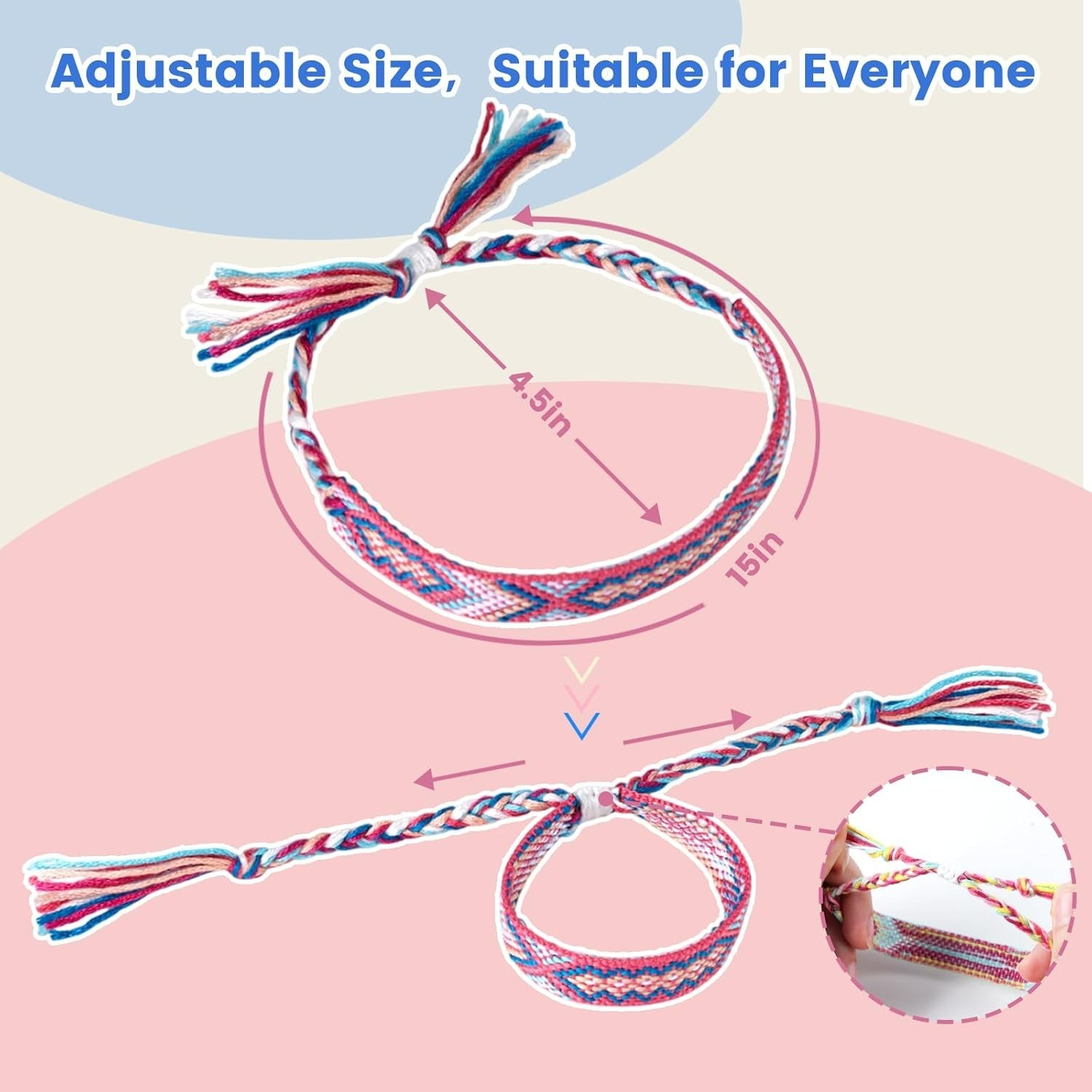 8PCS Handmade Nepal Style Colorful Woven Friendship Bracelets for All Ages