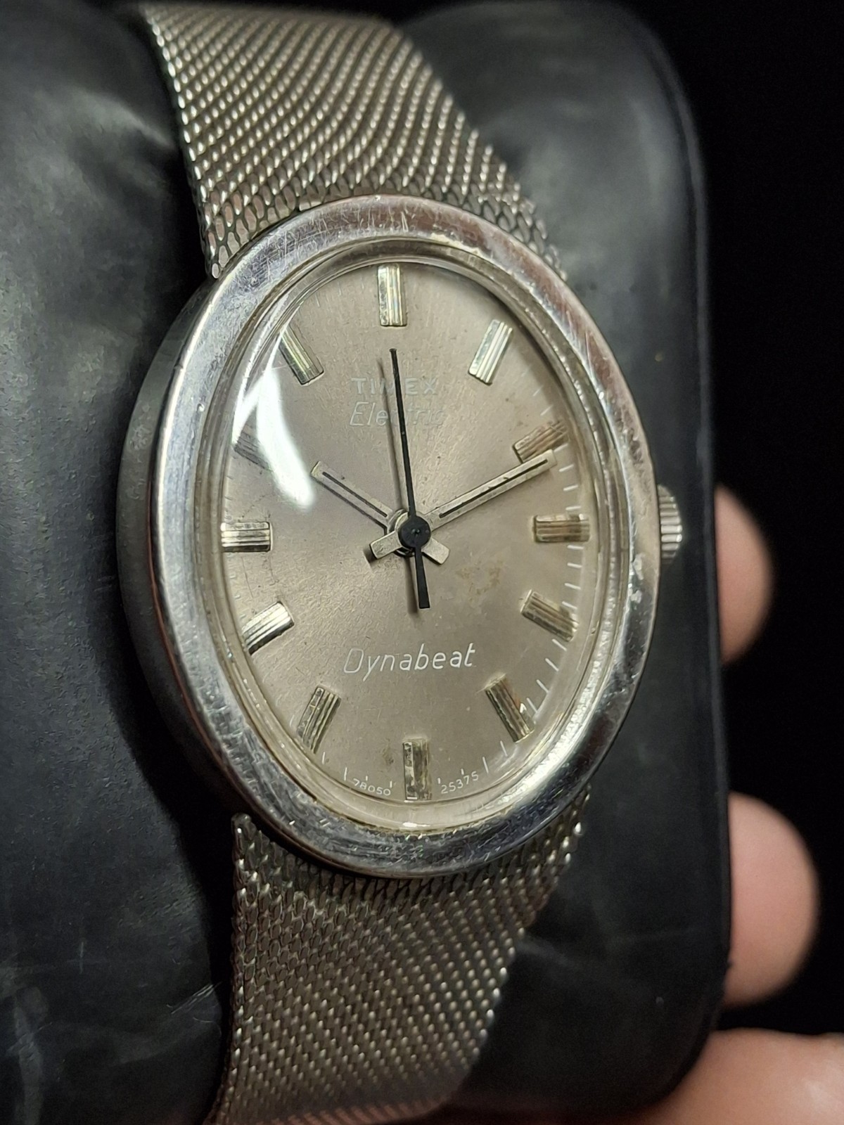 Timex Electric Dynabeat Silver Tone Grey Dial Mens Vintage 1970s 1975 Watch…