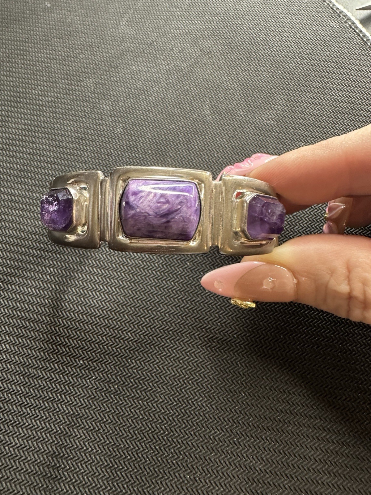 DTR Jay King Sterling Charoite Purple Amethyst Gemstone Cuff Bracelet, 5.5 in