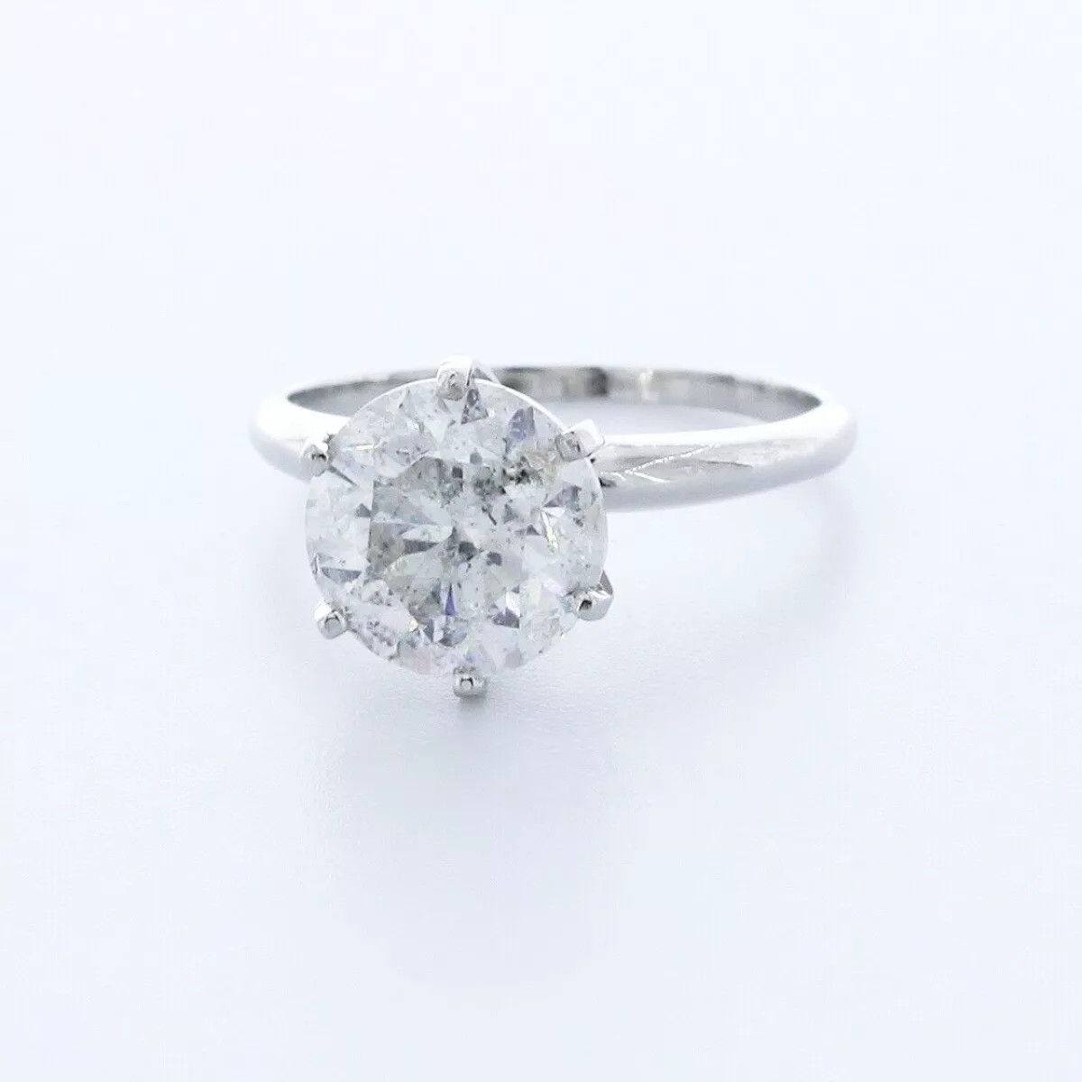 Solitaire Engagement Ring Platinum Classic 2.84 CT Round Lab-Grown Diamond H I1