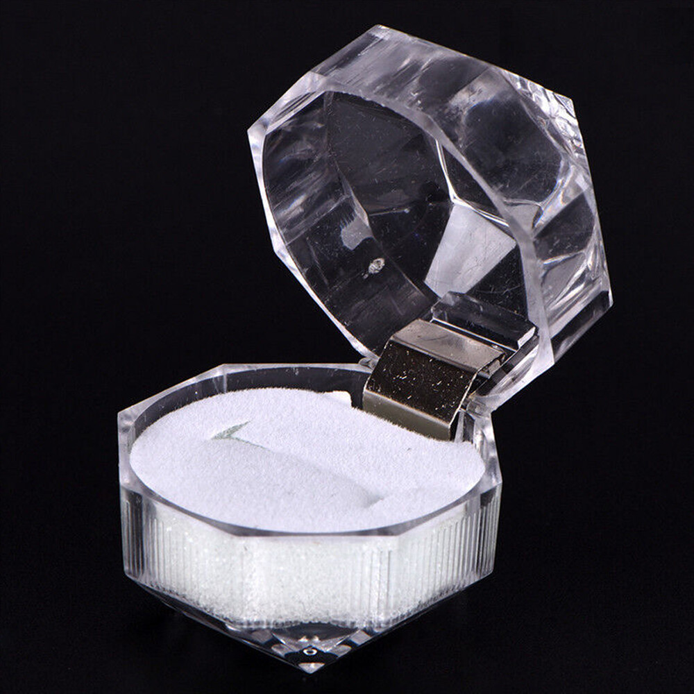 20pcs Transparent Plastic Crystal Lots Jewelry Ring Display Storage Boxes White
