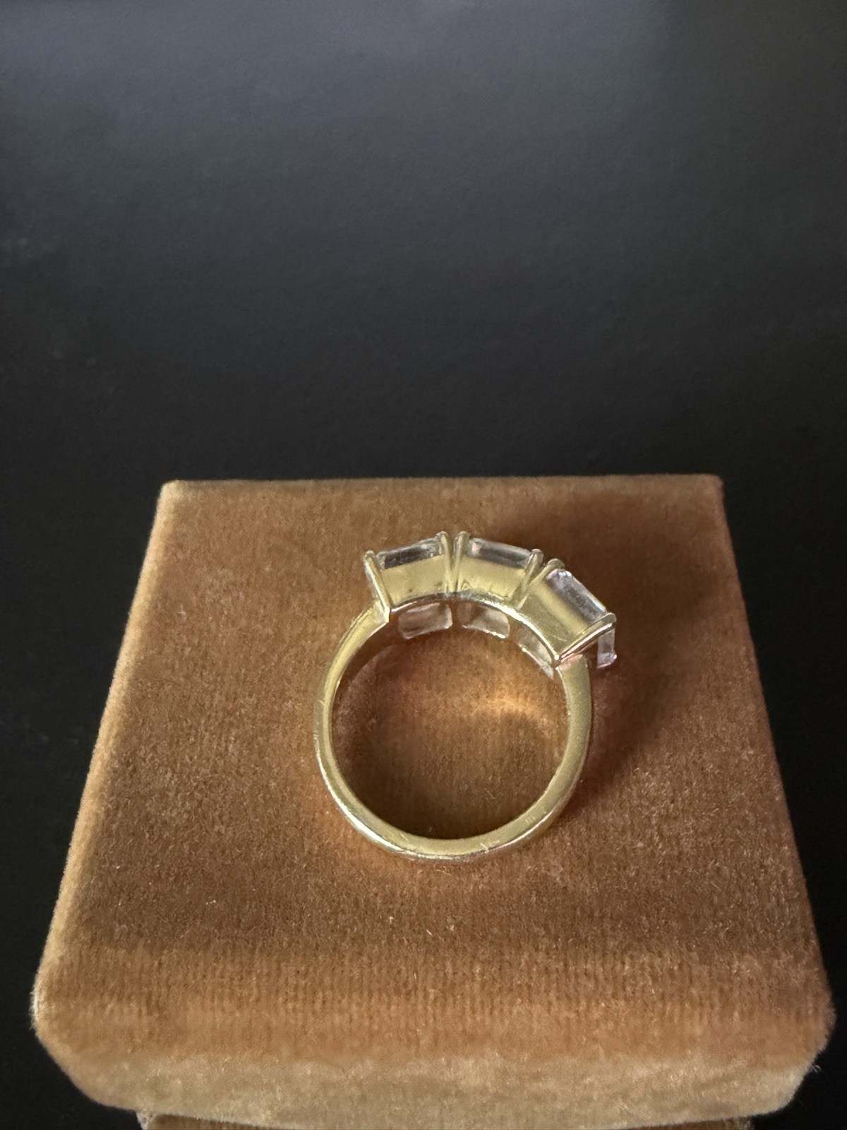 7.65 CTW 3 STONE LAB DIAMOND RING. 3 2.55ct E/VS1 SQUARE EMERALD CUT LAB DIAMOND