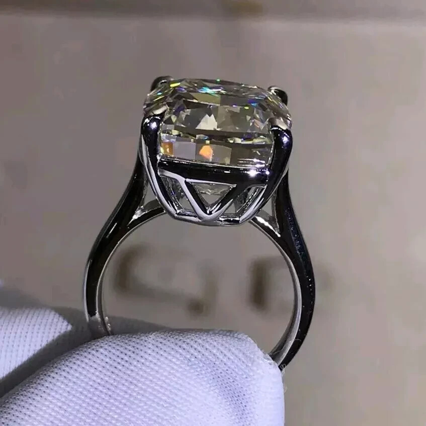 10 Ct Certified Treated Gorgeous Off White Diamond Ring In 925 Silver