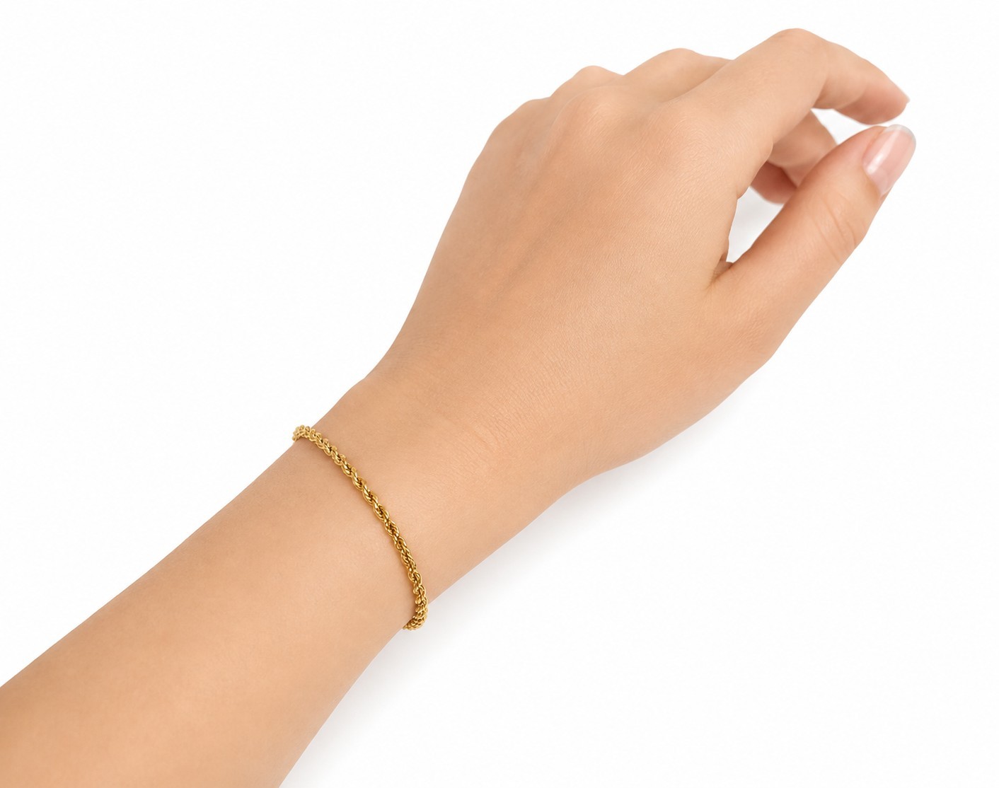 10K Solid Gold Rope Bracelet 2.5mm 8.68″ / Pulsera Oro Sólido 10K 22 cm