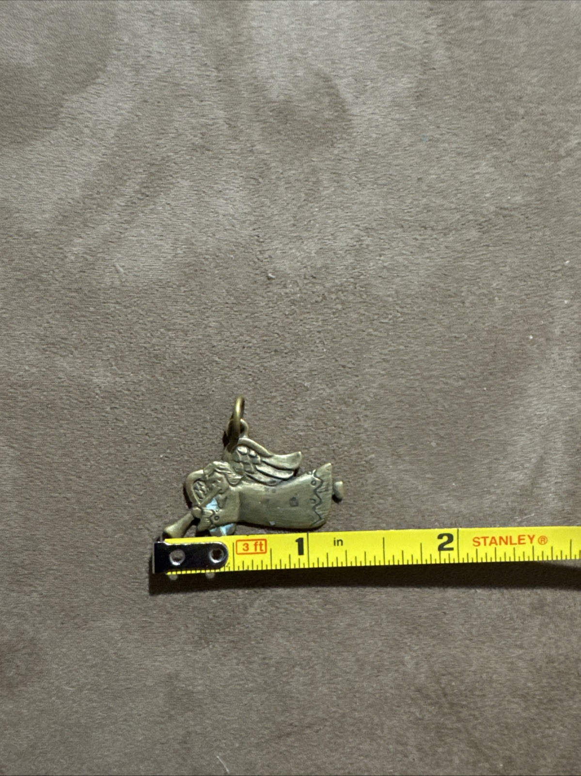 Jeep Collins Beautiful Retired Pure Brass Guardian Angel W Trumpet Pendant EUC