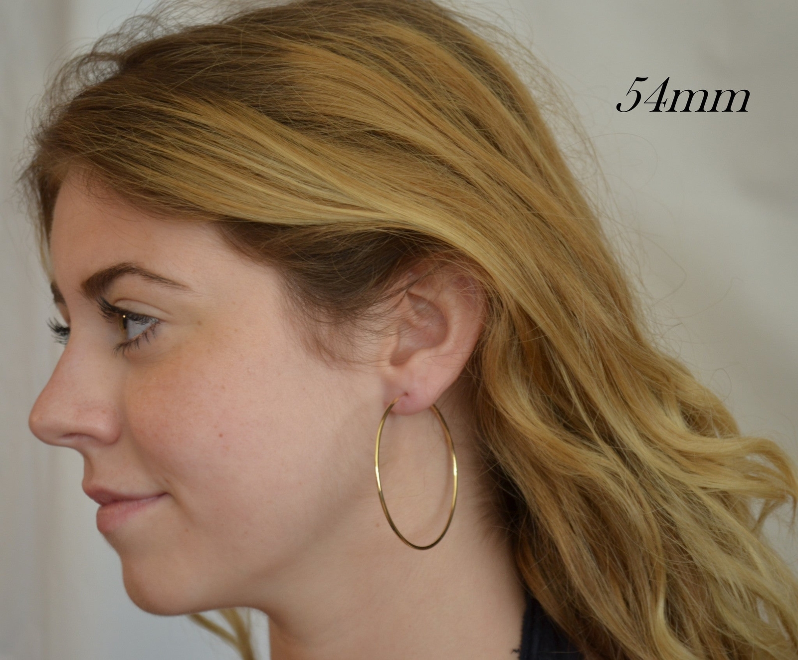 14k Yellow Gold Continuous Endless Hoop Earrings (1.5mm), All Sizes