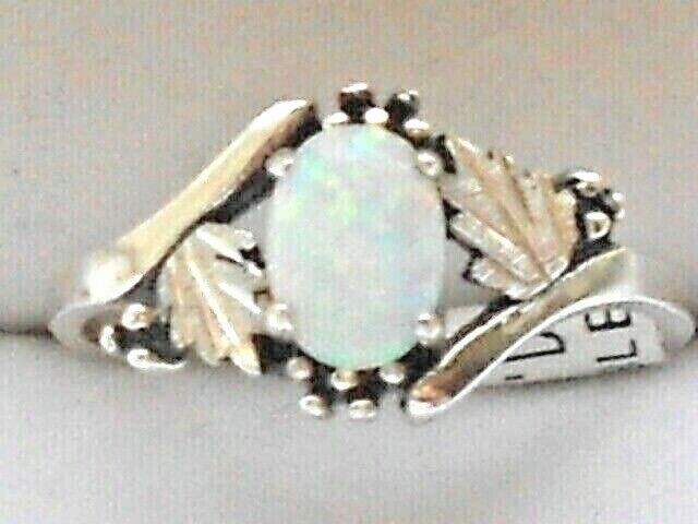 Black Hills (gold style) Dakota SILVER Womens lab OPAL Ring Size 5 thru 10 wBox