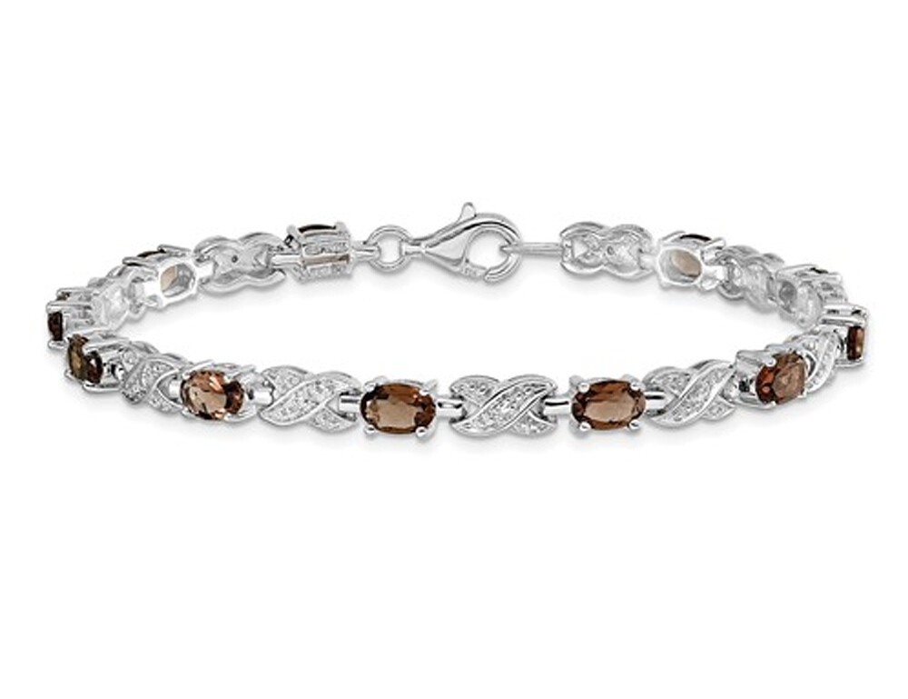 Sterling Silver Infinity 3.45 Carat (ctw) Smoky Quartz Bracelet